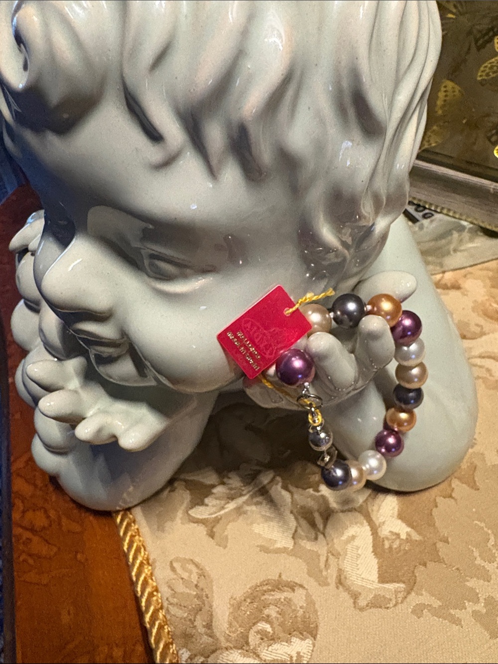 Multicolor Pearl Beaded Bracelet - Purple, Gold, Silver, Pink